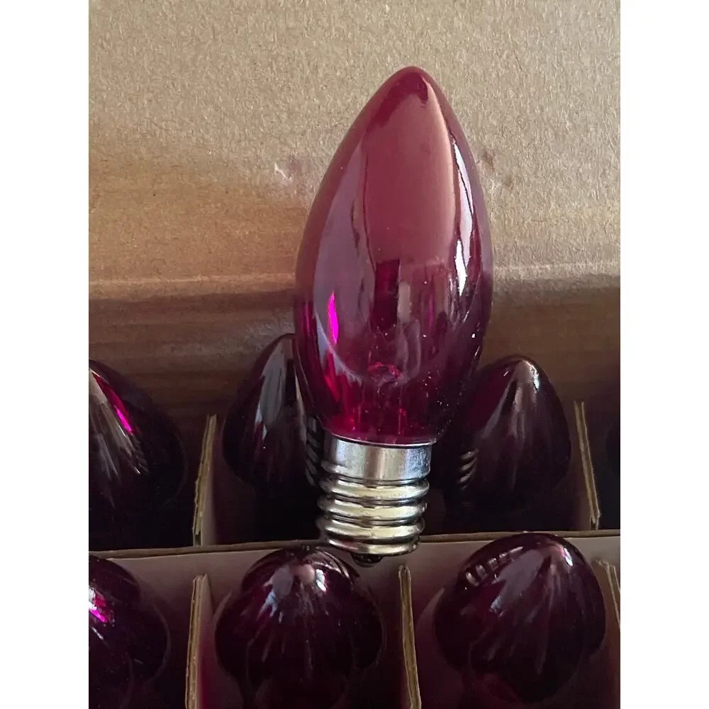 25 Pack of Transparent Pink C9 7 Watt Bulbs